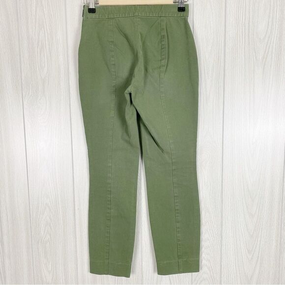 Everlane | Olive Green Cotton Twill Side Zip Ankle Pant Size 0 - Picture 2 of 8
